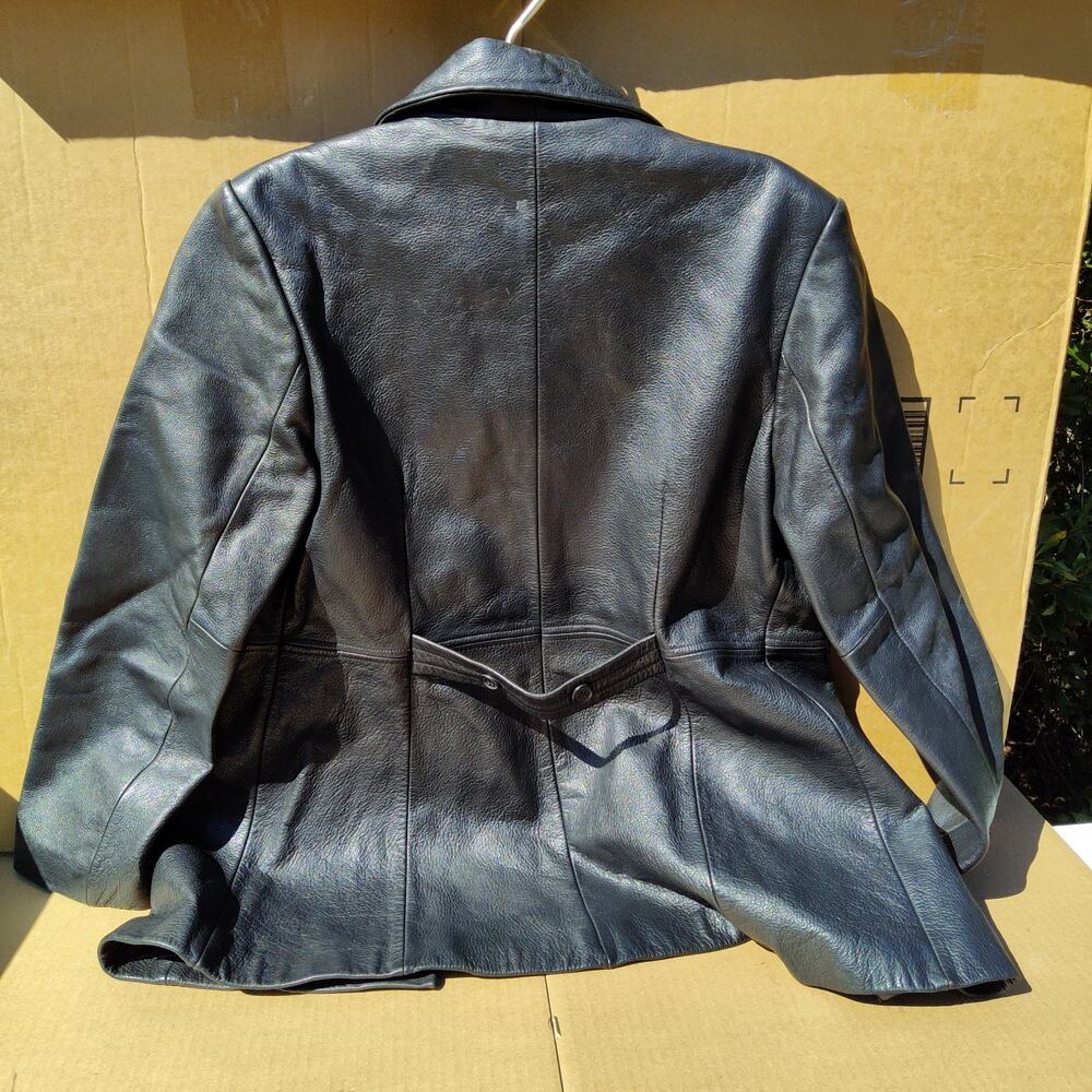 Jones New York Women's Size L Soft Black Genuine Leather Coat Button Down - Picture 2 of 10